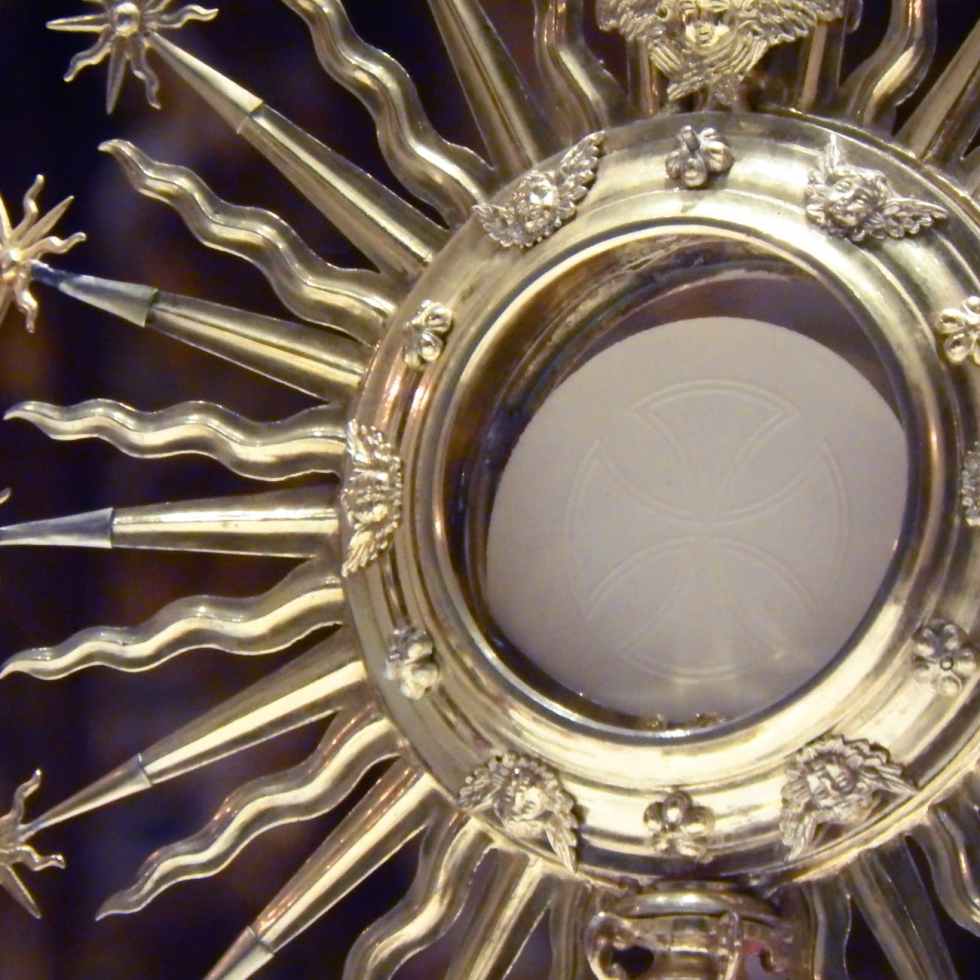 shiny monstrance in catholic church
